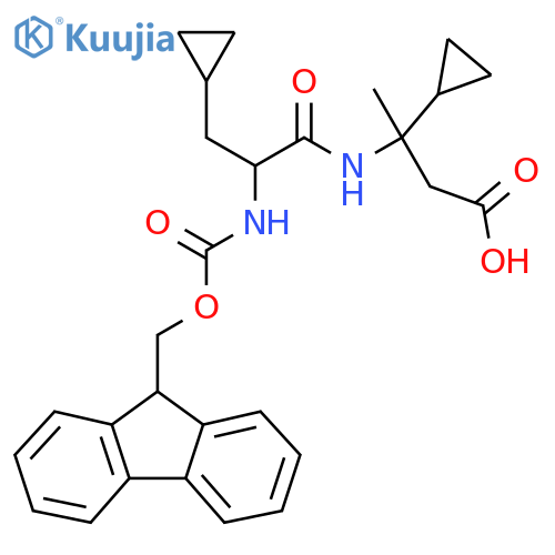 3-cyclopropyl-3-3-cyclopropyl-2-({(9H-fluoren-9-yl)methoxycarbonyl}amino)propanamidobutanoic acid structure