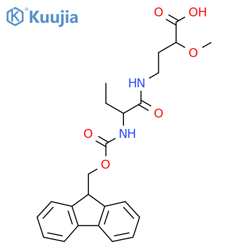 4-2-({(9H-fluoren-9-yl)methoxycarbonyl}amino)butanamido-2-methoxybutanoic acid structure
