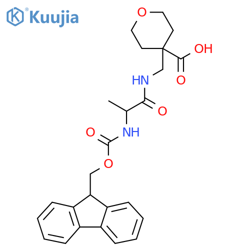 4-{2-({(9H-fluoren-9-yl)methoxycarbonyl}amino)propanamidomethyl}oxane-4-carboxylic acid structure