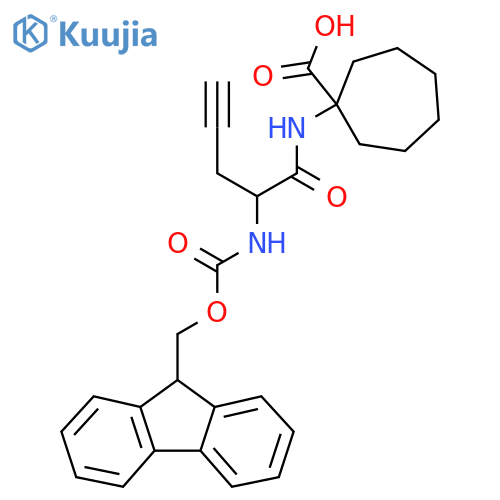 1-2-({(9H-fluoren-9-yl)methoxycarbonyl}amino)pent-4-ynamidocycloheptane-1-carboxylic acid structure