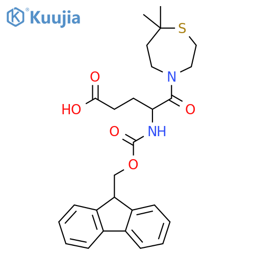 5-(7,7-dimethyl-1,4-thiazepan-4-yl)-4-({(9H-fluoren-9-yl)methoxycarbonyl}amino)-5-oxopentanoic acid structure