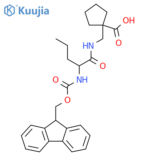 1-{2-({(9H-fluoren-9-yl)methoxycarbonyl}amino)pentanamidomethyl}cyclopentane-1-carboxylic acid structure