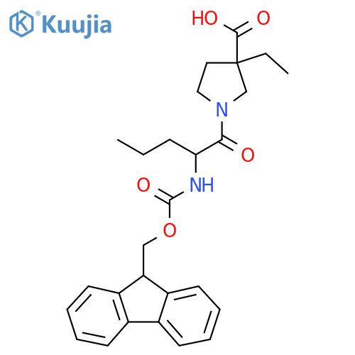 3-ethyl-1-2-({(9H-fluoren-9-yl)methoxycarbonyl}amino)pentanoylpyrrolidine-3-carboxylic acid structure
