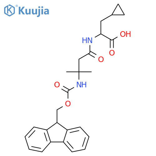3-cyclopropyl-2-3-({(9H-fluoren-9-yl)methoxycarbonyl}amino)-3-methylbutanamidopropanoic acid structure