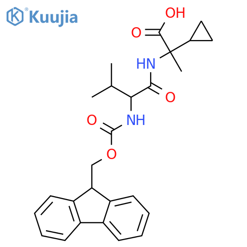 2-cyclopropyl-2-2-({(9H-fluoren-9-yl)methoxycarbonyl}amino)-3-methylbutanamidopropanoic acid structure