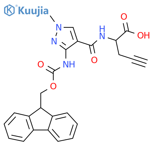 2-{3-({(9H-fluoren-9-yl)methoxycarbonyl}amino)-1-methyl-1H-pyrazol-4-ylformamido}pent-4-ynoic acid structure
