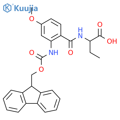 2-{2-({(9H-fluoren-9-yl)methoxycarbonyl}amino)-4-methoxyphenylformamido}butanoic acid structure