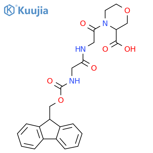 4-{2-2-({(9H-fluoren-9-yl)methoxycarbonyl}amino)acetamidoacetyl}morpholine-3-carboxylic acid structure