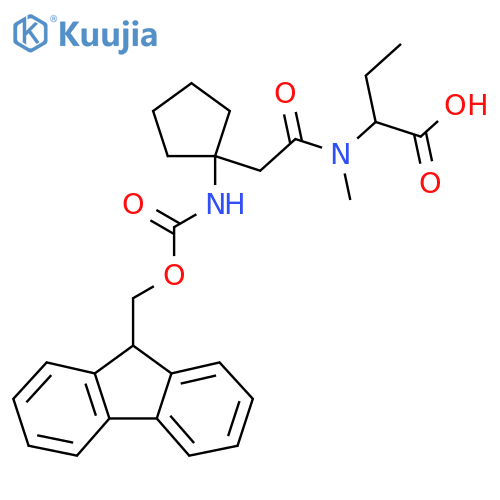2-{2-1-({(9H-fluoren-9-yl)methoxycarbonyl}amino)cyclopentyl-N-methylacetamido}butanoic acid structure