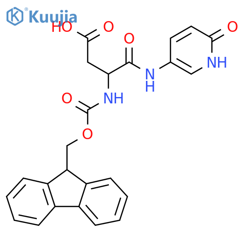 3-({(9H-fluoren-9-yl)methoxycarbonyl}amino)-3-(6-oxo-1,6-dihydropyridin-3-yl)carbamoylpropanoic acid structure