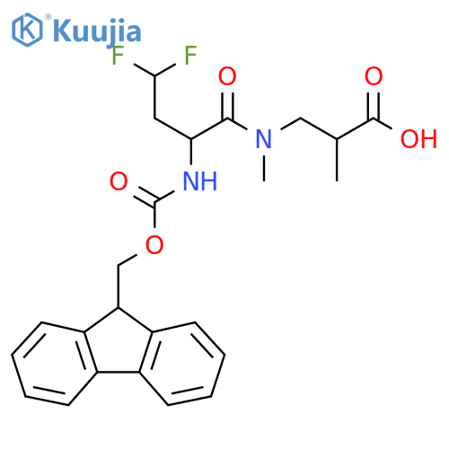 3-2-({(9H-fluoren-9-yl)methoxycarbonyl}amino)-4,4-difluoro-N-methylbutanamido-2-methylpropanoic acid structure