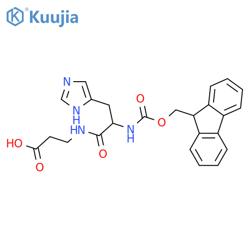 3-2-({(9H-fluoren-9-yl)methoxycarbonyl}amino)-3-(1H-imidazol-5-yl)propanamidopropanoic acid structure