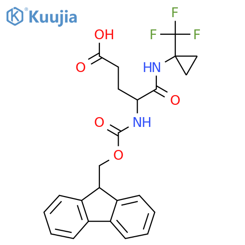 4-({(9H-fluoren-9-yl)methoxycarbonyl}amino)-4-{1-(trifluoromethyl)cyclopropylcarbamoyl}butanoic acid structure