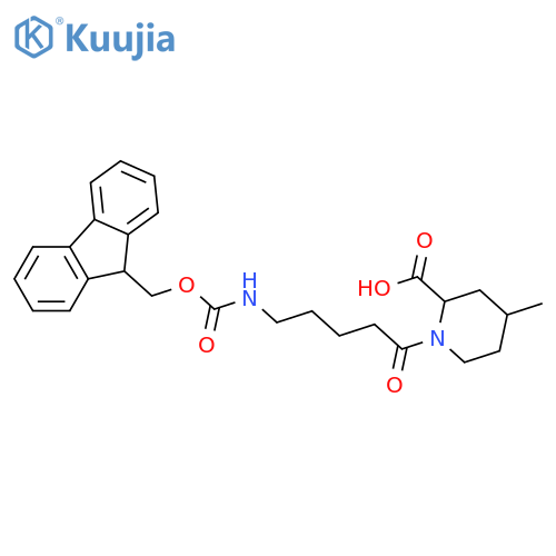 1-5-({(9H-fluoren-9-yl)methoxycarbonyl}amino)pentanoyl-4-methylpiperidine-2-carboxylic acid structure
