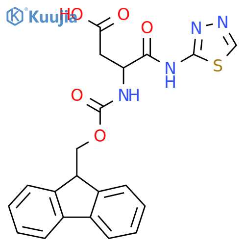 3-({(9H-fluoren-9-yl)methoxycarbonyl}amino)-3-(1,3,4-thiadiazol-2-yl)carbamoylpropanoic acid structure