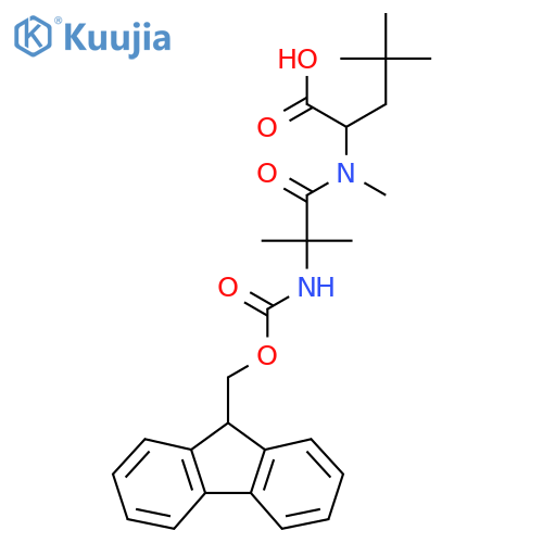 2-2-({(9H-fluoren-9-yl)methoxycarbonyl}amino)-N,2-dimethylpropanamido-4,4-dimethylpentanoic acid structure