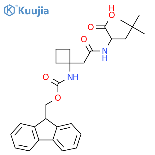 2-{2-1-({(9H-fluoren-9-yl)methoxycarbonyl}amino)cyclobutylacetamido}-4,4-dimethylpentanoic acid structure