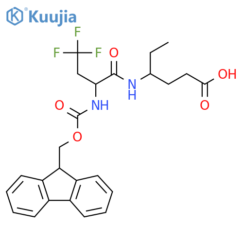 4-2-({(9H-fluoren-9-yl)methoxycarbonyl}amino)-4,4,4-trifluorobutanamidohexanoic acid structure