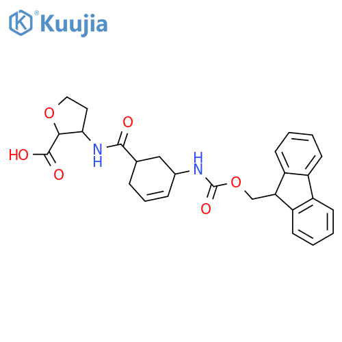 3-5-({(9H-fluoren-9-yl)methoxycarbonyl}amino)cyclohex-3-ene-1-amidooxolane-2-carboxylic acid structure