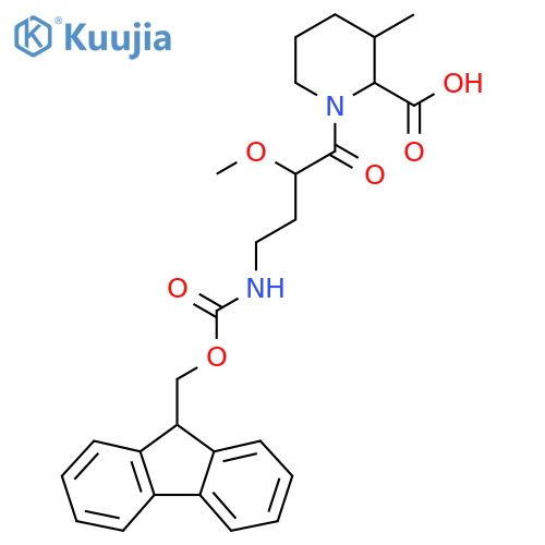 1-4-({(9H-fluoren-9-yl)methoxycarbonyl}amino)-2-methoxybutanoyl-3-methylpiperidine-2-carboxylic acid structure