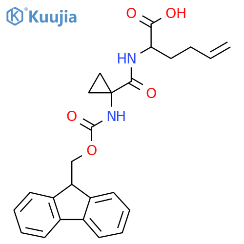 2-{1-({(9H-fluoren-9-yl)methoxycarbonyl}amino)cyclopropylformamido}hex-5-enoic acid structure