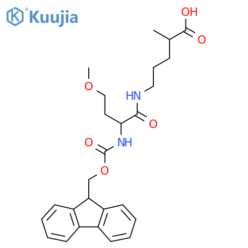 5-2-({(9H-fluoren-9-yl)methoxycarbonyl}amino)-4-methoxybutanamido-2-methylpentanoic acid structure
