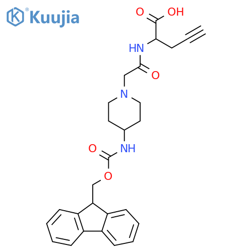 2-{2-4-({(9H-fluoren-9-yl)methoxycarbonyl}amino)piperidin-1-ylacetamido}pent-4-ynoic acid structure