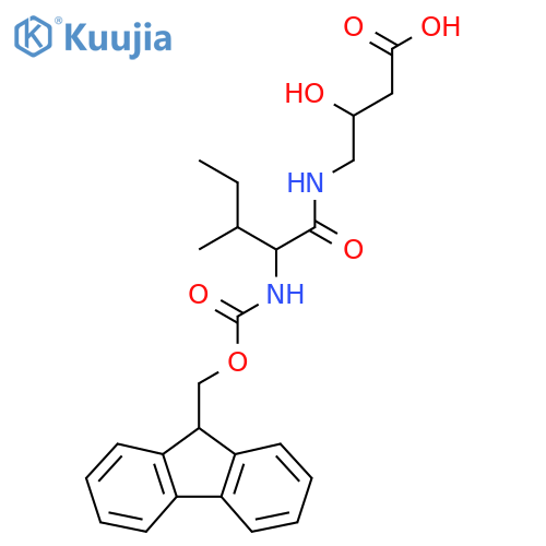 4-2-({(9H-fluoren-9-yl)methoxycarbonyl}amino)-3-methylpentanamido-3-hydroxybutanoic acid structure