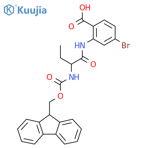 4-bromo-2-2-({(9H-fluoren-9-yl)methoxycarbonyl}amino)butanamidobenzoic acid structure