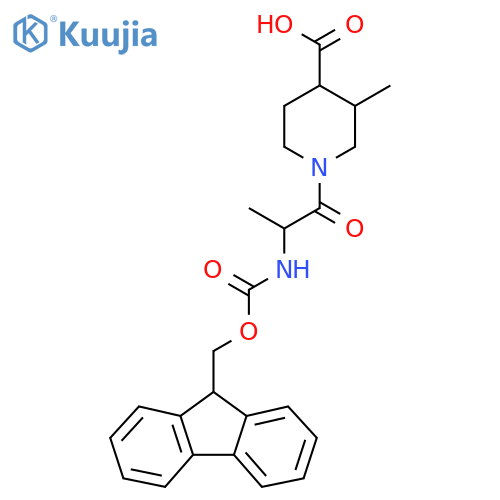 1-2-({(9H-fluoren-9-yl)methoxycarbonyl}amino)propanoyl-3-methylpiperidine-4-carboxylic acid structure