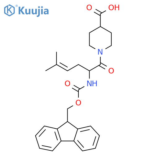 1-2-({(9H-fluoren-9-yl)methoxycarbonyl}amino)-5-methylhex-4-enoylpiperidine-4-carboxylic acid structure