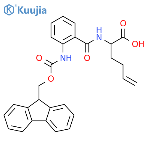 2-{2-({(9H-fluoren-9-yl)methoxycarbonyl}amino)phenylformamido}hex-5-enoic acid structure
