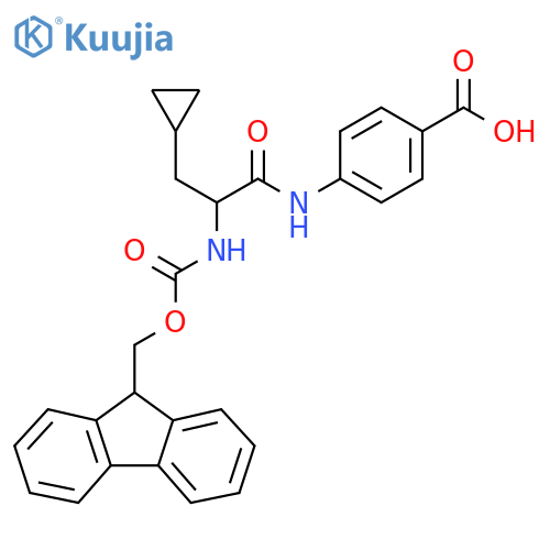 4-3-cyclopropyl-2-({(9H-fluoren-9-yl)methoxycarbonyl}amino)propanamidobenzoic acid structure