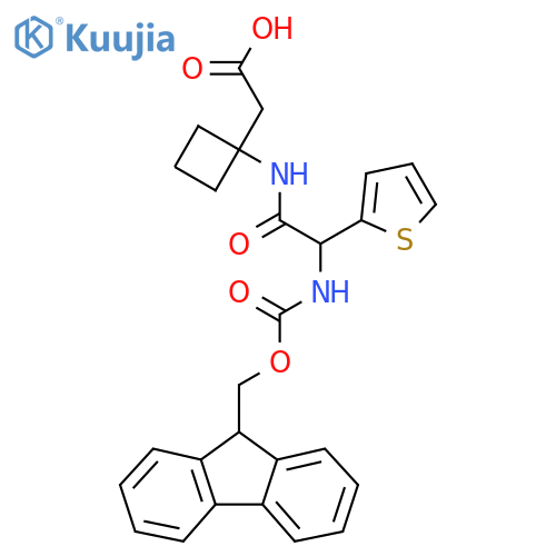 2-{1-2-({(9H-fluoren-9-yl)methoxycarbonyl}amino)-2-(thiophen-2-yl)acetamidocyclobutyl}acetic acid structure