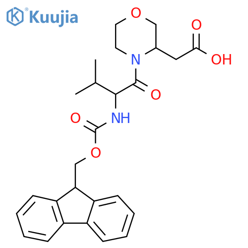 2-{4-2-({(9H-fluoren-9-yl)methoxycarbonyl}amino)-3-methylbutanoylmorpholin-3-yl}acetic acid structure