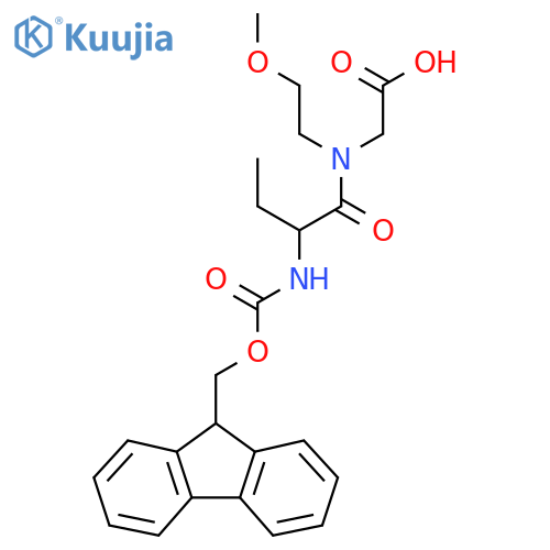 2-2-({(9H-fluoren-9-yl)methoxycarbonyl}amino)-N-(2-methoxyethyl)butanamidoacetic acid structure