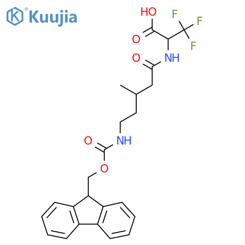 2-5-({(9H-fluoren-9-yl)methoxycarbonyl}amino)-3-methylpentanamido-3,3,3-trifluoropropanoic acid structure
