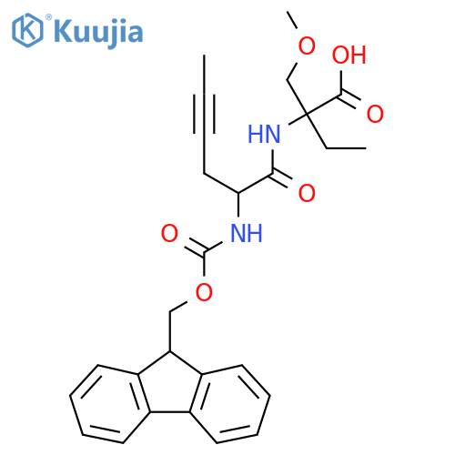 2-2-({(9H-fluoren-9-yl)methoxycarbonyl}amino)hex-4-ynamido-2-(methoxymethyl)butanoic acid structure