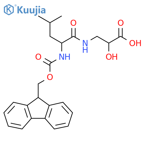 3-2-({(9H-fluoren-9-yl)methoxycarbonyl}amino)-4-methylpentanamido-2-hydroxypropanoic acid structure