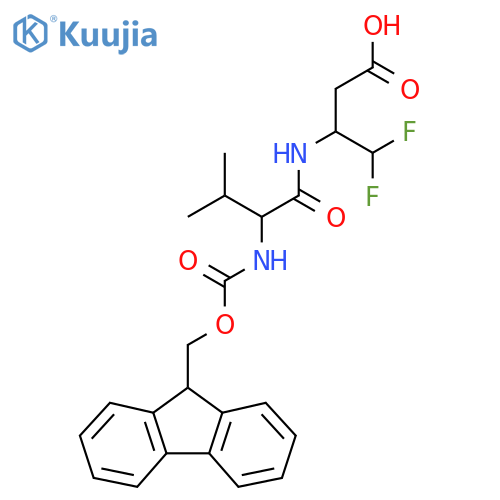 3-2-({(9H-fluoren-9-yl)methoxycarbonyl}amino)-3-methylbutanamido-4,4-difluorobutanoic acid structure