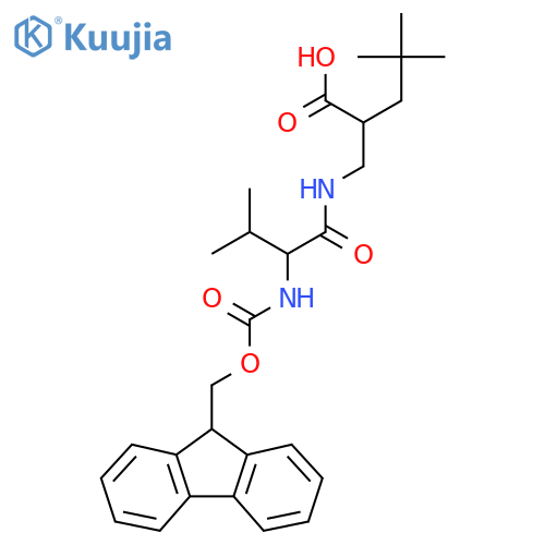 2-{2-({(9H-fluoren-9-yl)methoxycarbonyl}amino)-3-methylbutanamidomethyl}-4,4-dimethylpentanoic acid structure