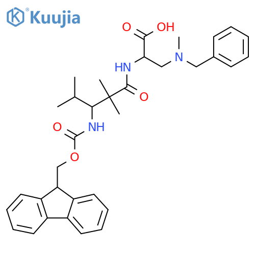 3-benzyl(methyl)amino-2-3-({(9H-fluoren-9-yl)methoxycarbonyl}amino)-2,2,4-trimethylpentanamidopropanoic acid structure
