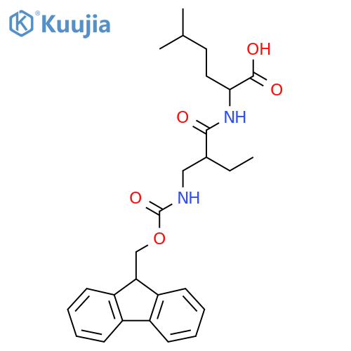 2-{2-({(9H-fluoren-9-yl)methoxycarbonyl}amino)methylbutanamido}-5-methylhexanoic acid structure