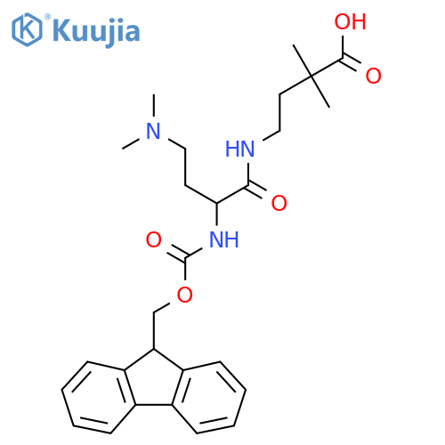4-4-(dimethylamino)-2-({(9H-fluoren-9-yl)methoxycarbonyl}amino)butanamido-2,2-dimethylbutanoic acid structure