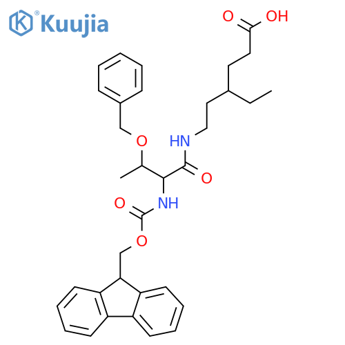 6-3-(benzyloxy)-2-({(9H-fluoren-9-yl)methoxycarbonyl}amino)butanamido-4-ethylhexanoic acid structure