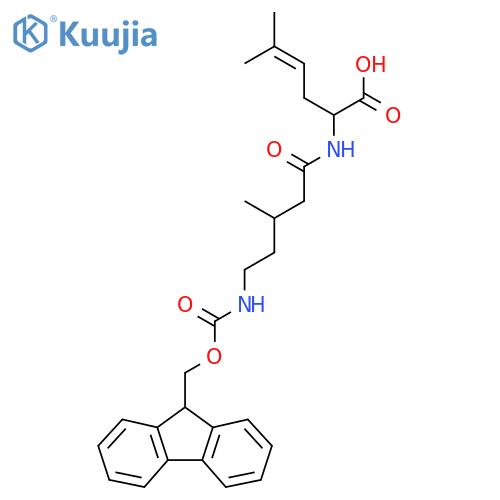 2-5-({(9H-fluoren-9-yl)methoxycarbonyl}amino)-3-methylpentanamido-5-methylhex-4-enoic acid structure
