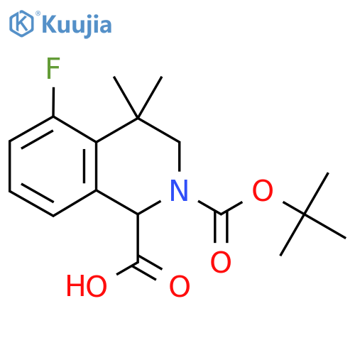 2-(tert-butoxy)carbonyl-5-fluoro-4,4-dimethyl-1,2,3,4-tetrahydroisoquinoline-1-carboxylic acid structure