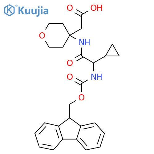 2-{4-2-cyclopropyl-2-({(9H-fluoren-9-yl)methoxycarbonyl}amino)acetamidooxan-4-yl}acetic acid structure