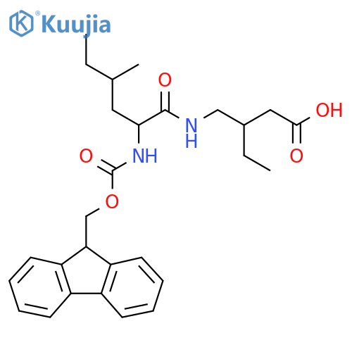 3-{2-({(9H-fluoren-9-yl)methoxycarbonyl}amino)-4-methylhexanamidomethyl}pentanoic acid structure