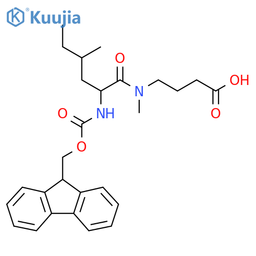 4-2-({(9H-fluoren-9-yl)methoxycarbonyl}amino)-N,4-dimethylhexanamidobutanoic acid structure